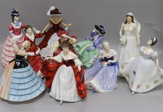 Ten Royal Doulton figures H.23cm.